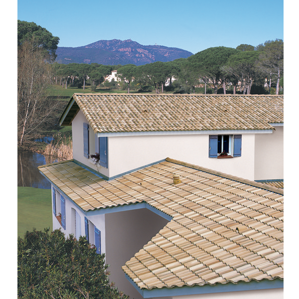 Tuile béton grand moule à fort galbe - Plein Ciel - Dune sable - 42 x 33.2 cm