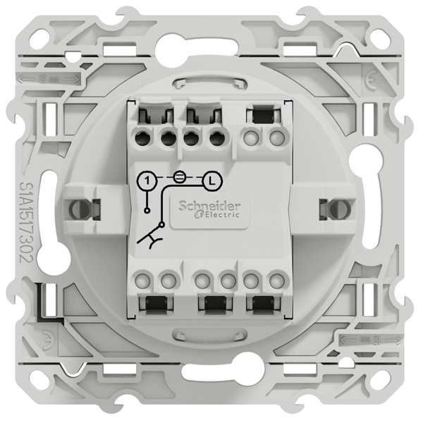 Interrupteur poussoir lumineux Schneider Odace à encastrer - LED bleue - blanc - 10A 250V