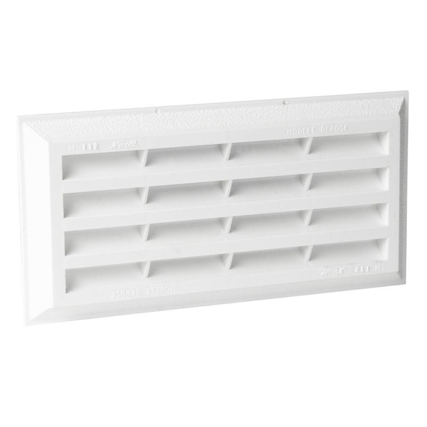 Grille de ventilation intérieure à sceller avec moustiquaire - blanche - 262 x 174 mm