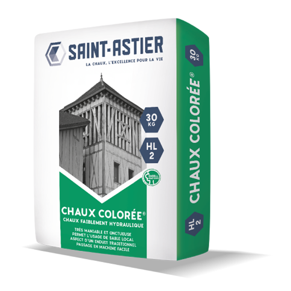 Chaux naturelle colorée Saint Astier HL 2 - Teinte SB super blanc - sac de 30 KG