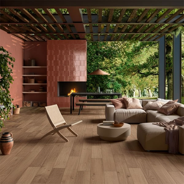 Carrelage extérieur effet bois en grès cérame émaillé - Nodis - 120 x 20 cm - ép. 9 mm - Natural