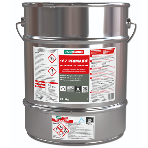 Primaire pour sols intérieurs et extérieurs  - 167 Primaire anti-remontée d'humidité - kit de 10 KG
