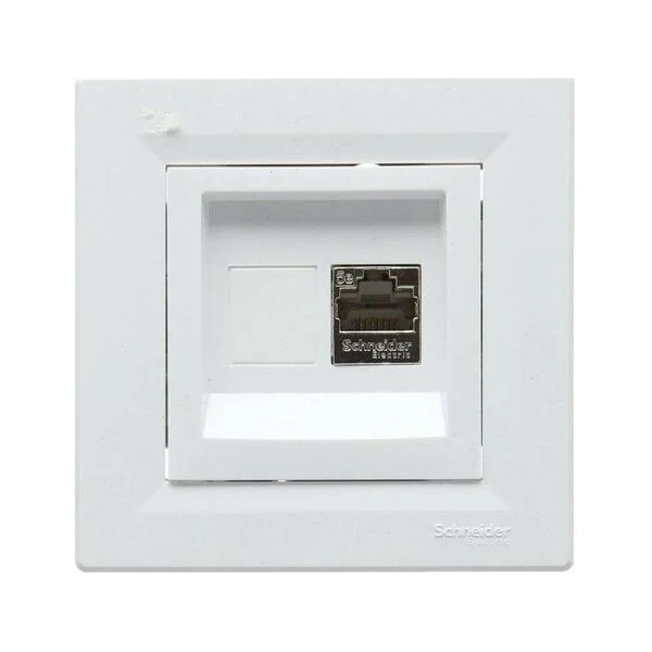 Prise RJ45 Schneider Asfora complet - à encastrer - catégorie 5 - STP - blanc brillant