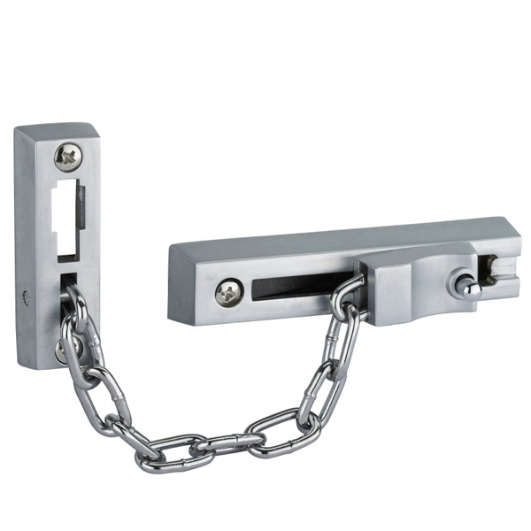 Entrebâilleur de porte d'entrée Thirard avec chaîne en acier - finition nickel satin