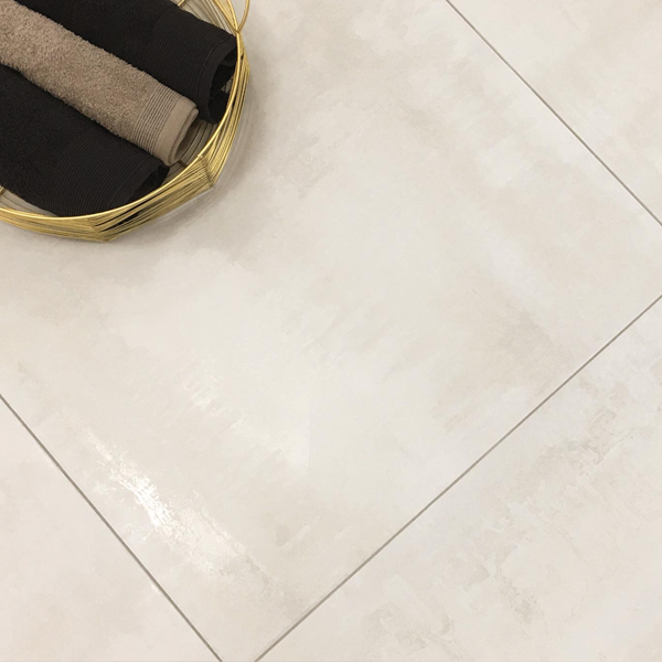 Plinthe de carrelage intérieur en grès cérame émaillé effet béton Cusset - 45,0 CM x 7,4 CM - Beige