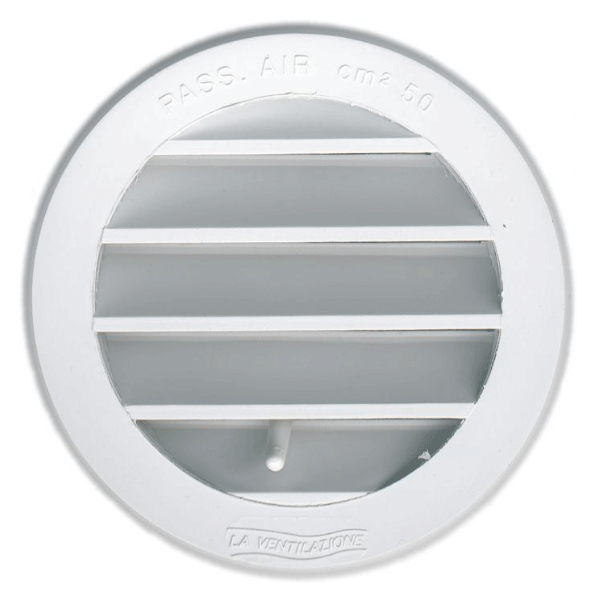 Grille de ventilation réglable à encastrer avec moustiquaire - diamètre 98 mm - Blanc