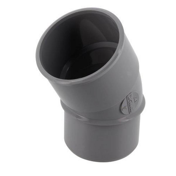 Coude 30° à coller pour évacuation des eaux - Raccord mâle-femelle - Diamètre Ø 50 mm - PVC - Gris