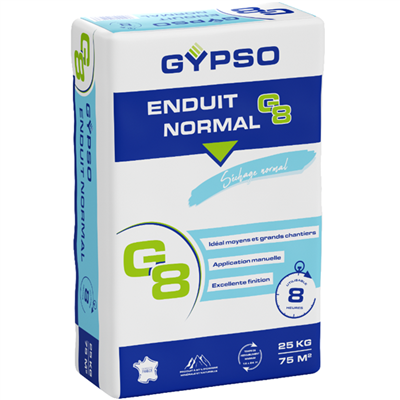 Enduit en poudre à prise normale Gypso G8 pour joint de plaque de plâtre et doublage - séchage 8h - sac de 25 kg