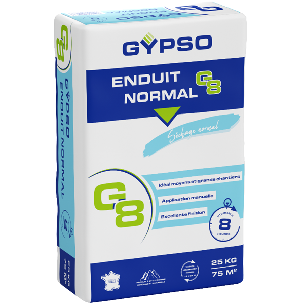 Enduit en poudre à prise normale Gypso G8 pour joint de plaque de plâtre et doublage - séchage 8h - sac de 25 kg