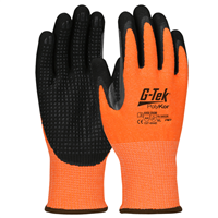 Gants anti-coupure orange haute visibilité avec enduction nitrile et picots d'adhérence - G-Tek Polykor - Lot de 12 paires T11