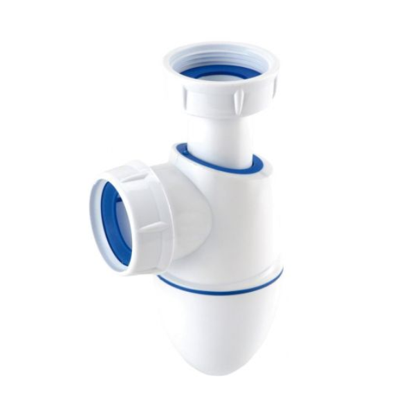 Siphon réglable Nicoll pour évier - Bi-matière avec joints intégrés - Diamètre 40 mm - Plastique blanc