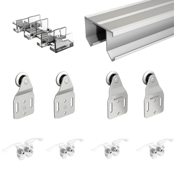 Ensemble pour porte coulissante de placard Mantion Tubel avec garniture et rail de 1,94 m