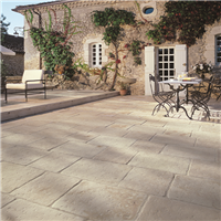 Dalle terrasse pierre reconstituée Opus en bande 2 formats ABBATIALE - Écru - 40x40cm, 40x60 cm) - Ép.28 mm