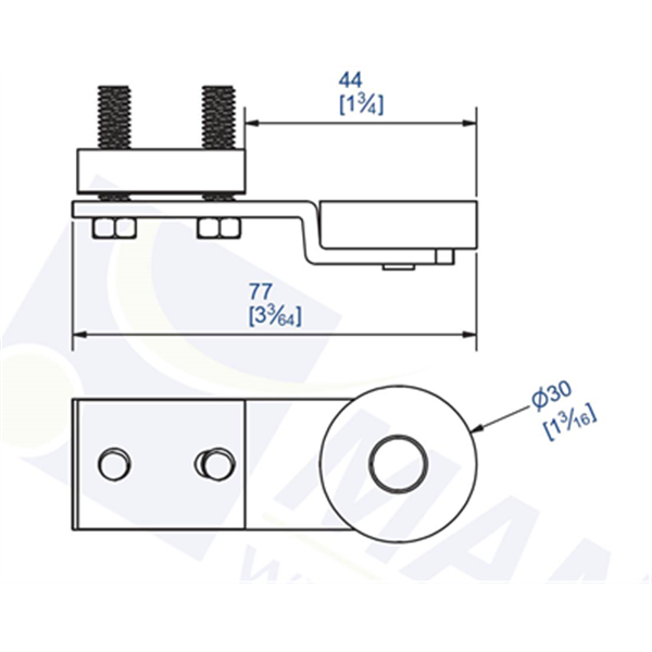 Butée en acier avec tampon caoutchouc pour rails 3530 et 5040