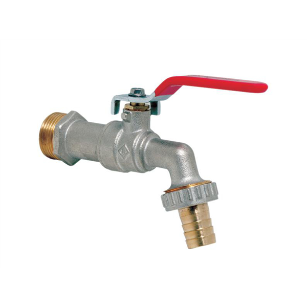 Robinet de puisage à sphère - Poignée plate - Mâle 3/4" - Raccord au nez 1