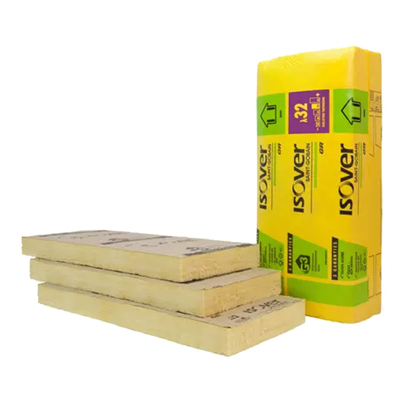 Panneau laine de verre pour murs et cloisons - GR 32 revêtu kraft Isover - R=4,35 m².K/W - 1,35 M x 0,60 M - ép. 140 MM