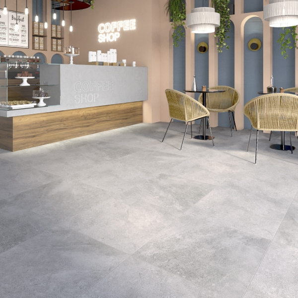 Carrelage grès cérame émaillé Blanc effet pierre – Sol technique – 60.3 x 60.3 cm – ép. 9 mm – Trocadero