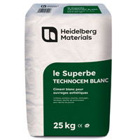 Ciment le Superbe Technocem blanc CEM II 32,5 R Calcia - Sac de 25 KG