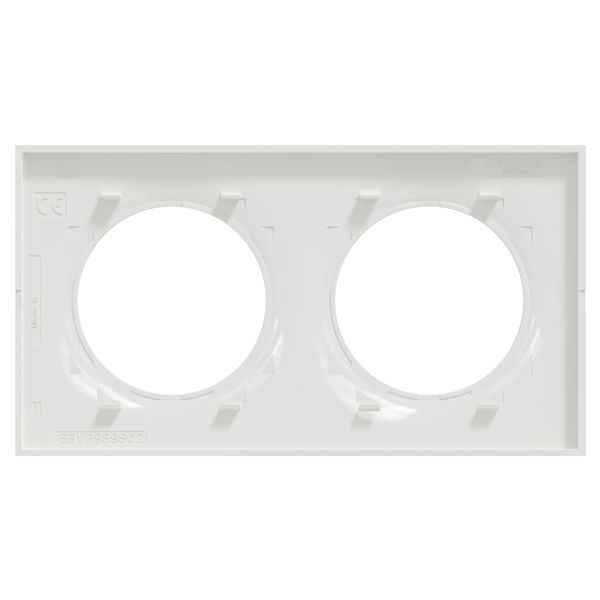 Plaque de finition double Schneider Odace Styl pour 2 postes encastrés - blanc brillant RAL 9003
