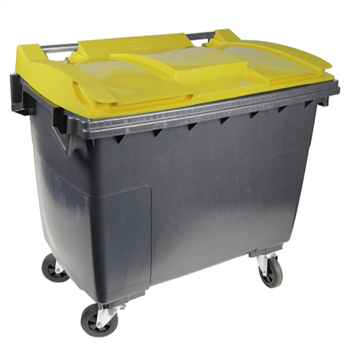 Conteneur Sulo Citybac en PEHD bac gris couvercle jaune 4 roues capacité 660 litres