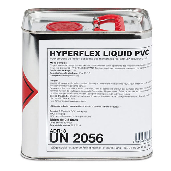 PVC liquide gris pour membrane d'étanchéité Hyperflex - Bidon de 2,5 l