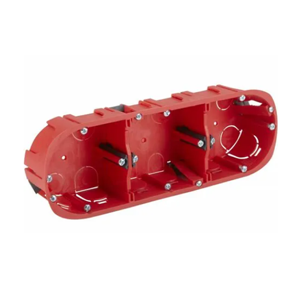 Boite d'appareillage cloisons creuses - Triple - Diamètre 67 mm - Profondeur 40 mm - Rouge