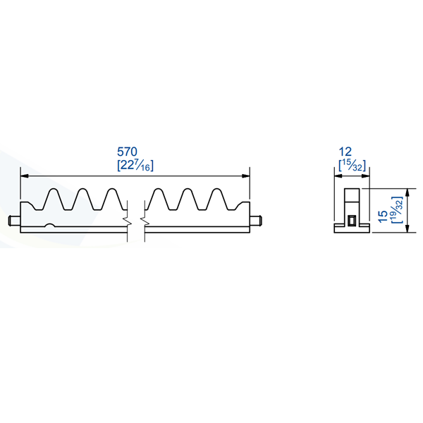 Crémaillère plastique Mantion 3012CSC pour système coulissant Soft-Close - 570 mm