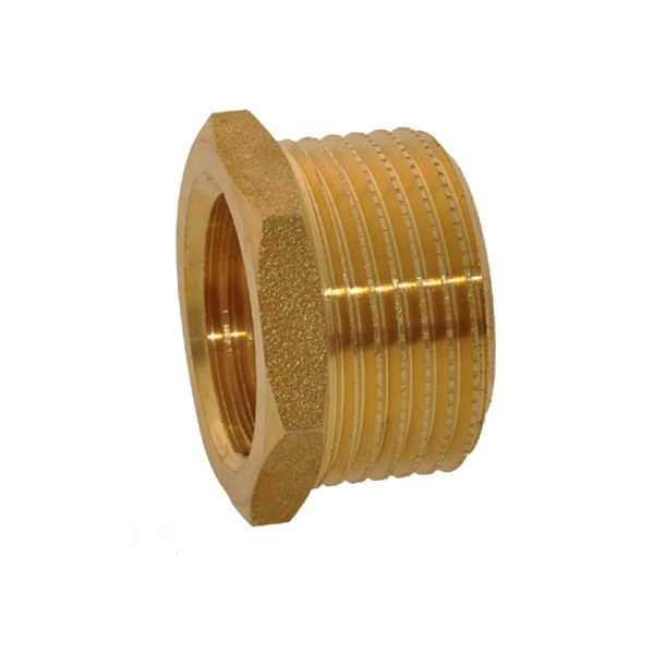 Raccord réduction pompe à eau - Tête hexagonale Mâle 20 x 27 Femelle 15 x 21 - Fitt - Laiton