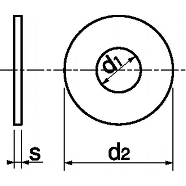 Rondelle plate large type L Inox A4 L NFE 25514 M5 diamètre extérieur 16 mm épaisseur 1 mm - boîte de 200