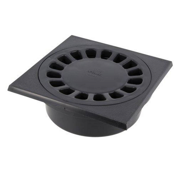 Siphon de cour carré 15 x 15 cm avec emboîture extérieure verticale - USC504 Nicoll - PVC Gris anthracite