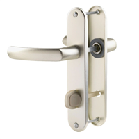Ensemble poignée de porte à condamnation Vachette Budget champagne - entraxe fixation 165 mm - carré 7 mm