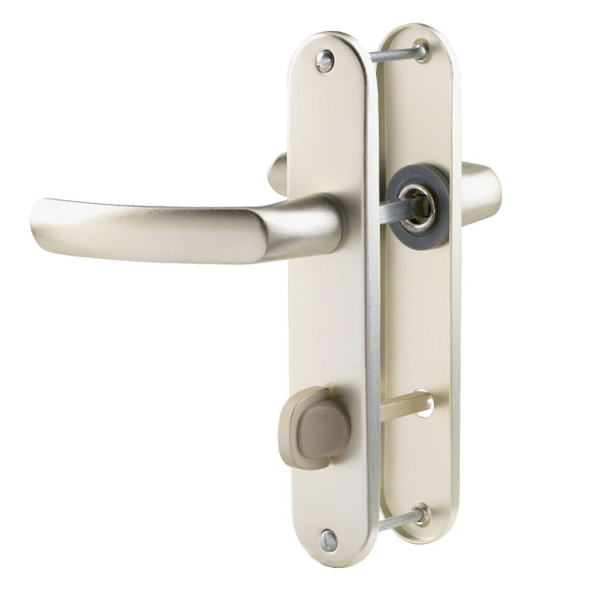 Ensemble poignée de porte à condamnation Vachette Budget champagne - entraxe fixation 165 mm - carré 7 mm