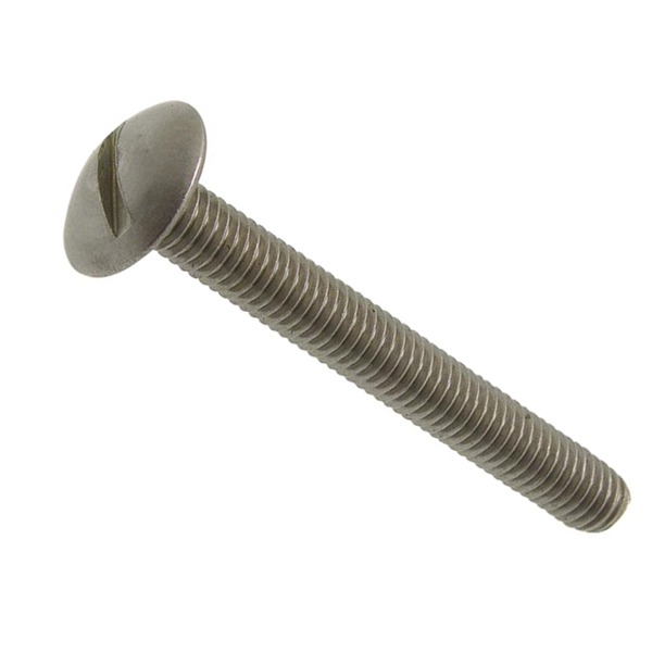 Vis à métaux tête ronde large "poêlier" fendue inox A2 NFE 25129 M6x60 - boîte de 100