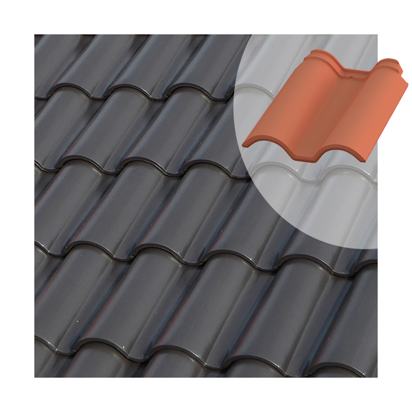 Tuile et demie en terre cuite TB-12 Tejas Borja pour rive droite  - coloris Graphite - 436 MM x 360 MM