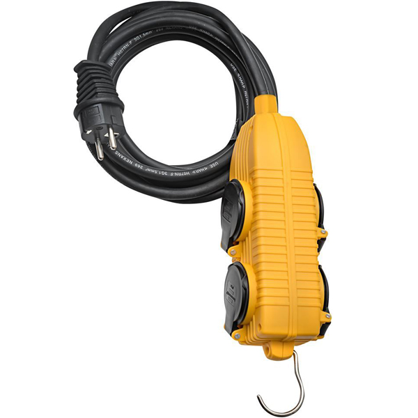 Rallonge électrique Brennestuhl câble de 5,0 M H07RN-F 3G1,5 avec Powerblock 4 prises à clapet IP44