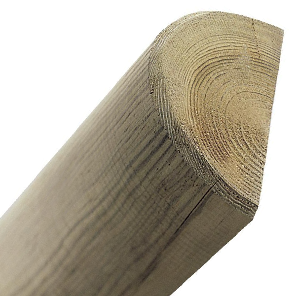 Demi-rondin de bois fraisé en pin - traité classe 4 vert - diamètre 140 mm - longueur 2,00 M