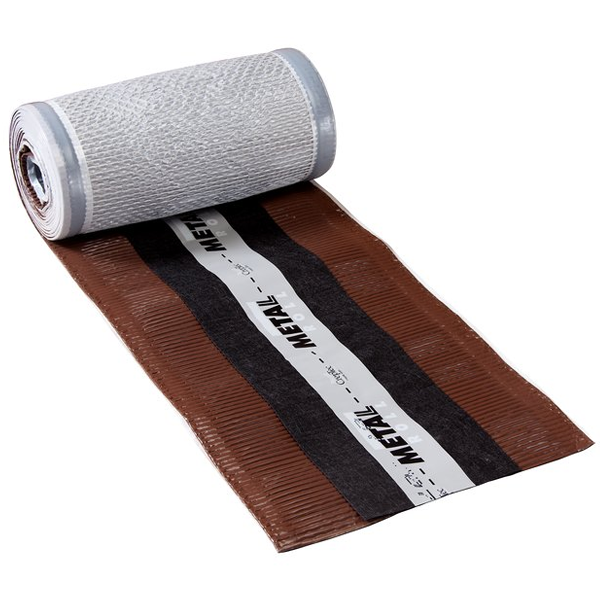 Closoir souple ventilé Metalroll Monier pour faîtage et arêtier - Brun - 32-38 CM - rouleau de 5 M