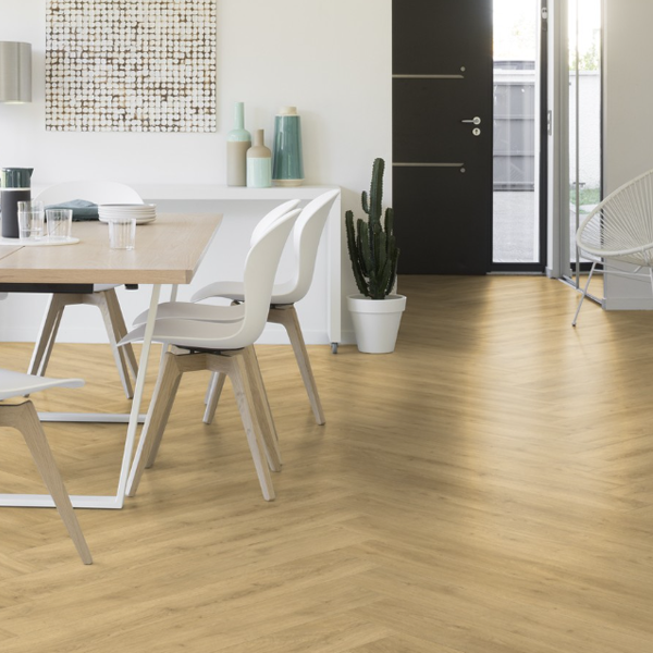 Lame vinyle clipsable imitation bois pose en chevron - Virtuo 55 Rigid Acoustic - 75,0 CM x 12,5 CM - ép.6,00 MM - Sunny Nature