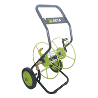 Dévidoir métallique 2 roues pleines Edia pour tuyau arrosage 55m diamètre 15 mm - Noir et vert