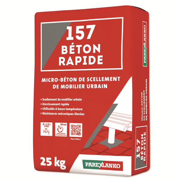 Micro-béton de scellement - 157 Béton Rapide Parexlanko - Sac de 25 KG