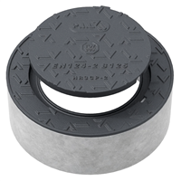 Regard de visite rond en fonte B125 avec couronnement béton C35/45 - garde anti-odeur et relief antidérapant  - Ø 390,0 mm