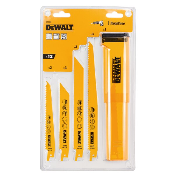 Lame de scie sabre bois métal plastique Dewalt DT2445L-QZ Bi-métal en coffret de 12 lames