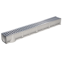 Caniveau en béton polymère MEAGARD II S avec grille acier galvanisé A15 - Largeur 100 mm - Longueur 1 m