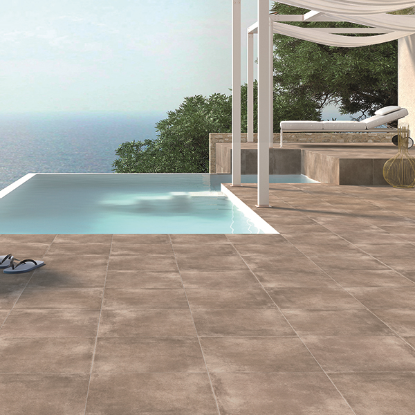 Carrelage de sol extérieur effet béton Bessac Grip Gris - 45 CM x 45 CM - ép. 9.2 MM