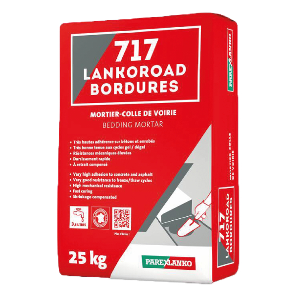 Mortier-colle de voirie à retrait compensé LANKOROAD BORDURES 717 - Sac de 25 KG