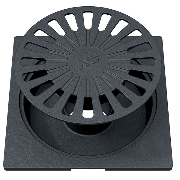 Siphon de cour en fonte avec garde hydraulique anti-odeurs - grille amovible - 200,0 mm x 200,0 mm