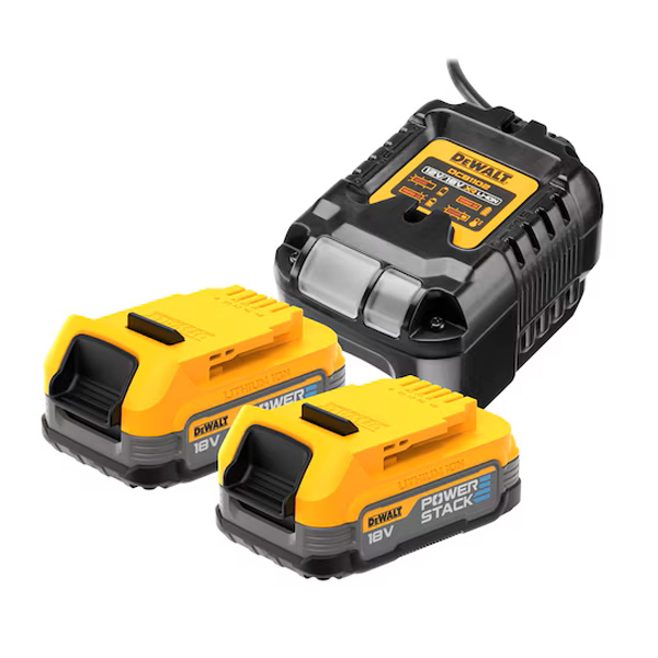 Pack de démarrage Dewalt 2 batteries Powerstack XR 18V 1.7Ah Li-Ion et chargeur
