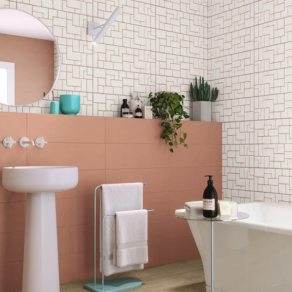 Faïence murale rectifiée pour cuisine et salle de bain - Stay - 20,0 CM x 60,0 CM - ép. 8,00 MM - décor Juk Terracota