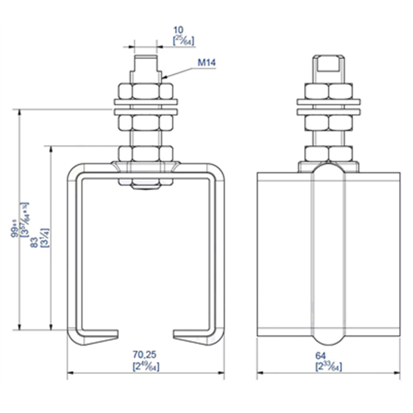 Support à tige filetée 6526 pour rail 6255