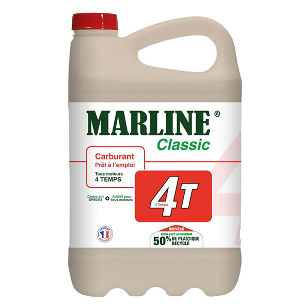 Carburant prêt à l'emploi pour moteurs 4 temps - Marline Classic 4T - Super carburant 95E5 + additif - Bidon de 5 litres